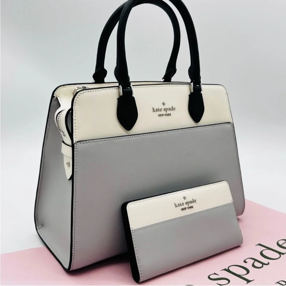 Kate Spade Madison Saffiano Leather Medium Satchel Bag& Large Slim Bifold
Wallet - Picture 3 of 15